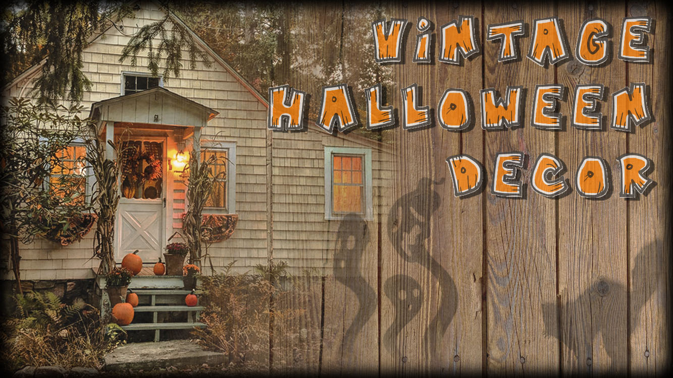 Vintage Halloween decor on a cute cottage