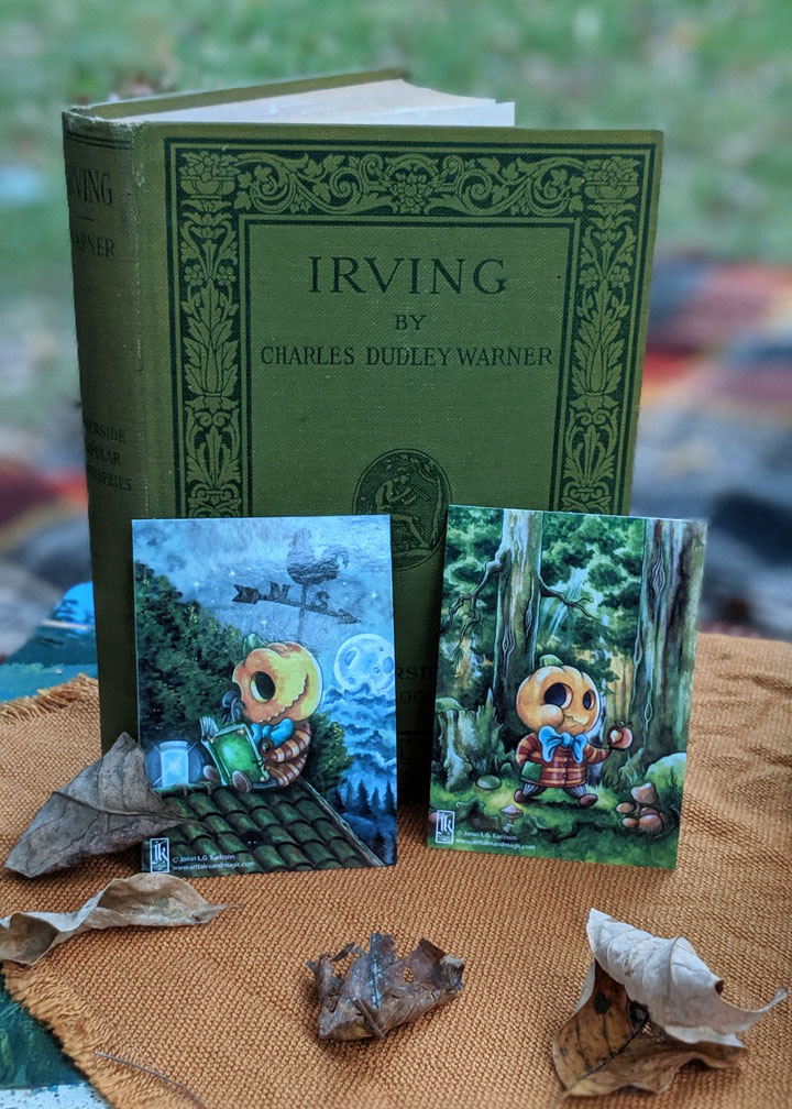 halloween trading cards, Washington Irving book, artwork by Jonas LG Karlsson