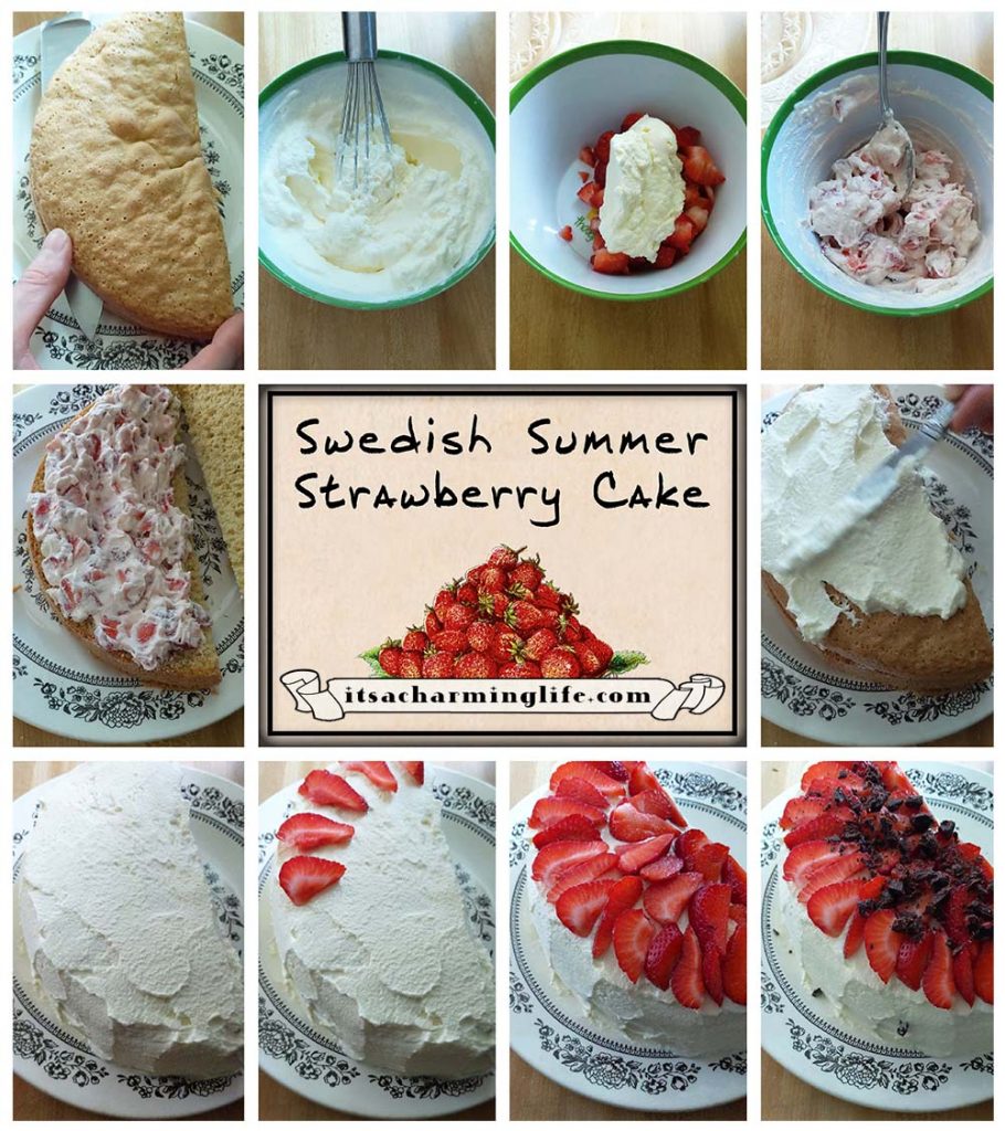 Swedish Summer Strawberry Cake - Gräddtårta