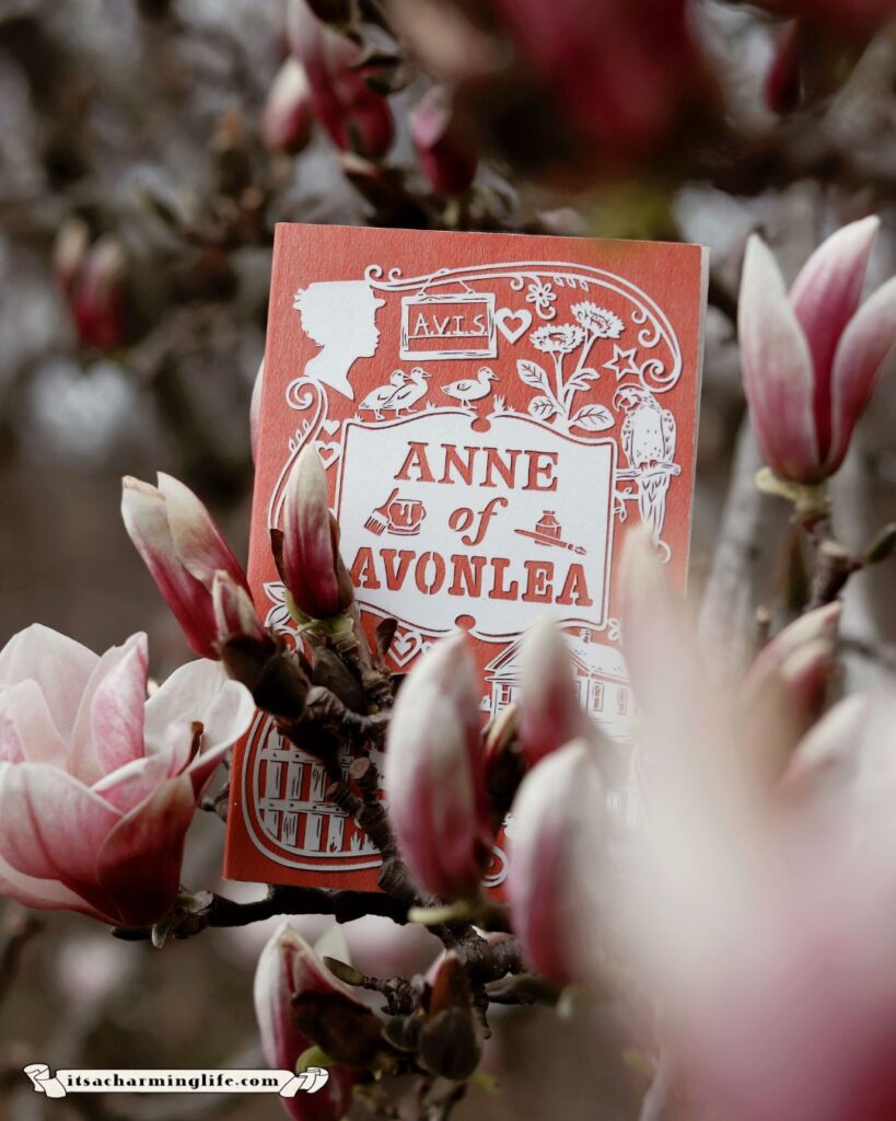 Anne of Green Gables book in blooming spring tree