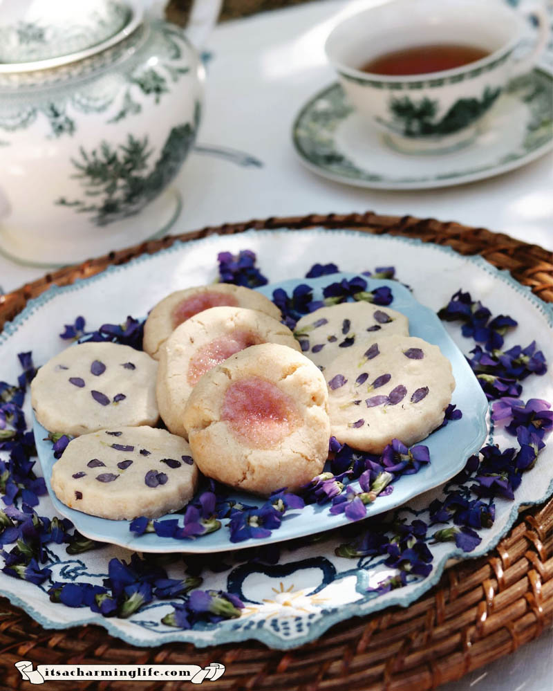 Violet Shortbread Cookies - Raspberry Caves - Hallon Grottor - Swedish Fika - Cottagecore by "It's a Charming Life"