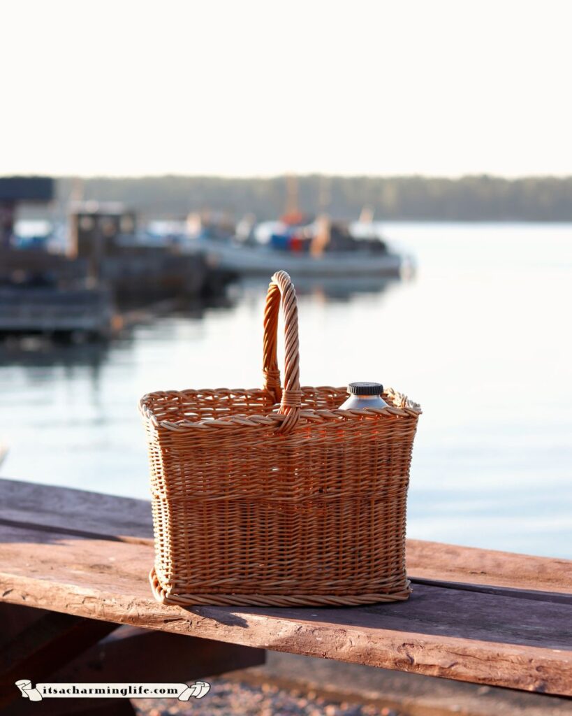 Picnic basket by the seaside