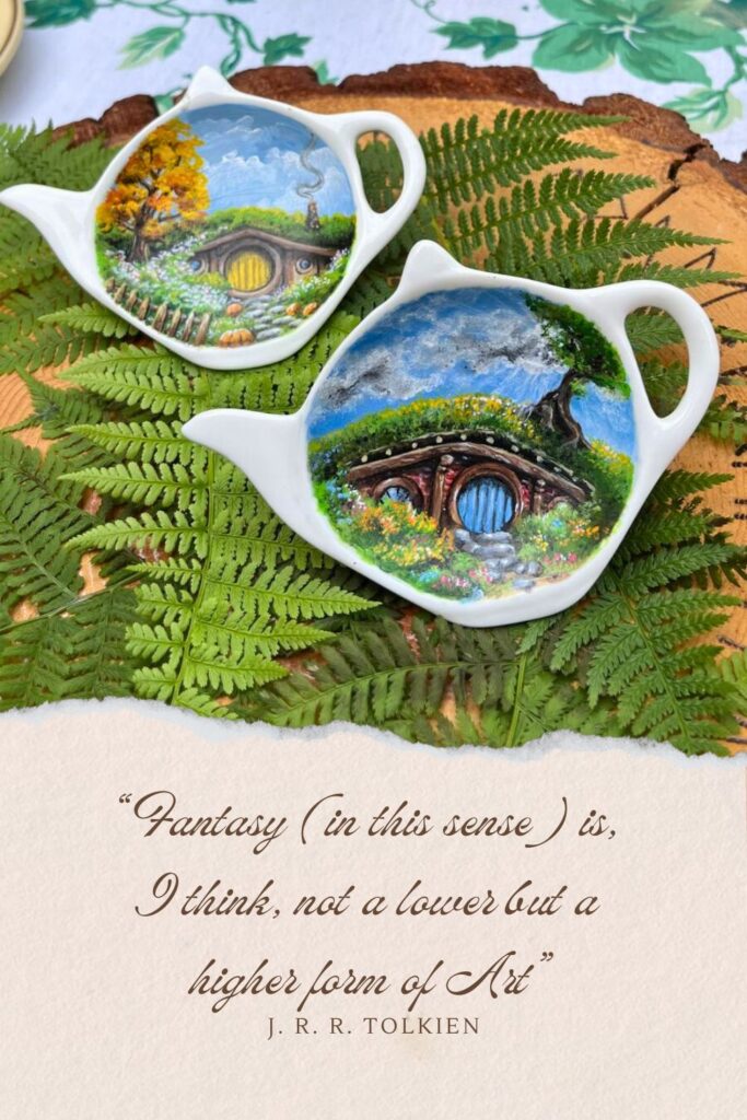 Hobbit Inspired Tea Bag Dishes handpainted by Jonas thewoodlandlibrary.com