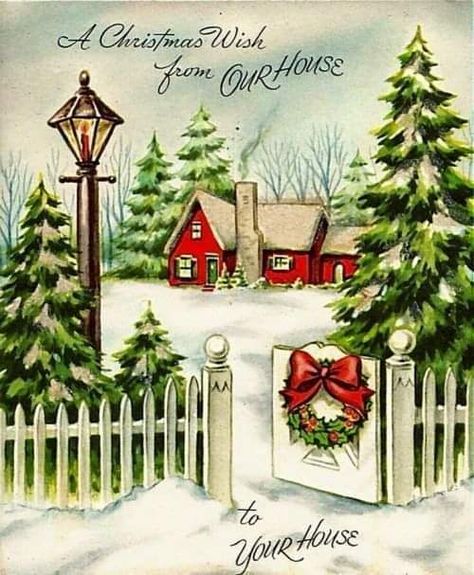 Vintage Christmas Card - Retro Holiday Postcard