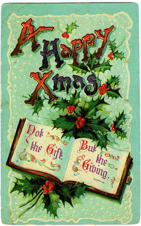 Vintage Christmas Card - Retro Holiday Postcard