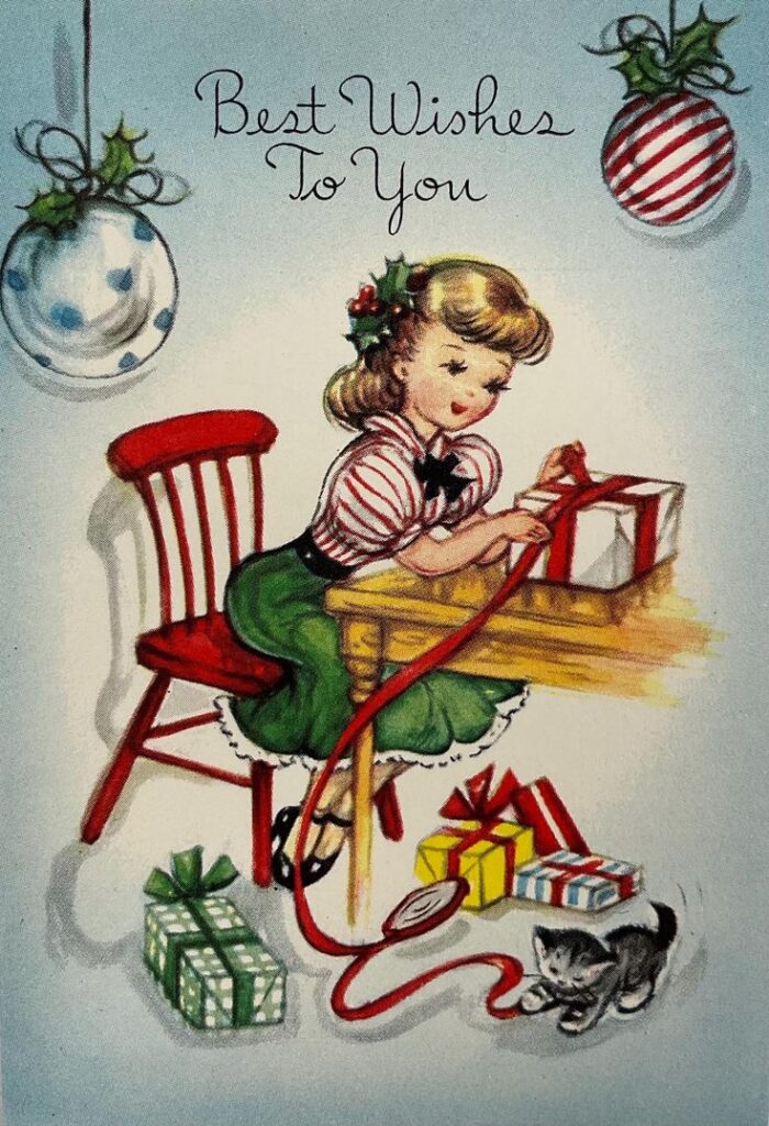 Vintage Christmas Card - Retro Holiday Postcard